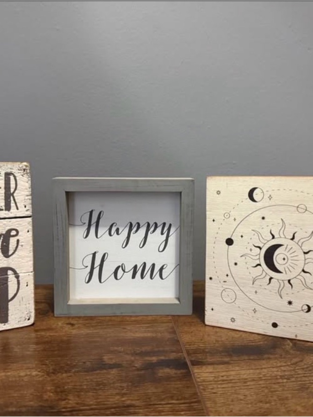 Happy Home Framed Sign - Gray and White